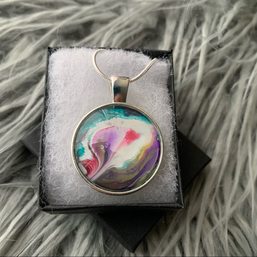 Handmade Fluid Art Necklace- Miss Lily